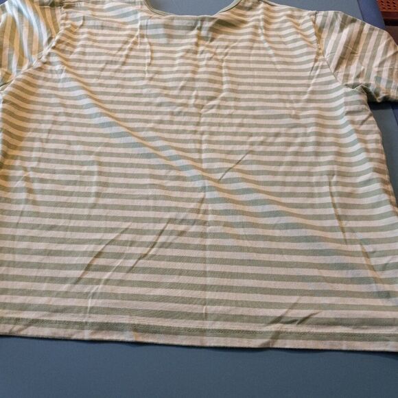 Extra Shenanigans Women's 3X Cotton Blend Floral Embellished Green Stripe Shirt - Picture 7 of 7